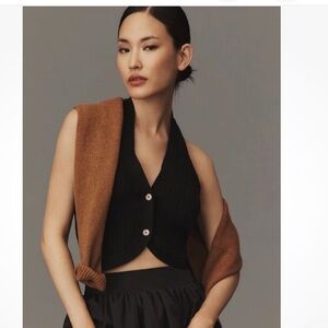 Maeve Anthropologie Black Halter Sweater Vest
